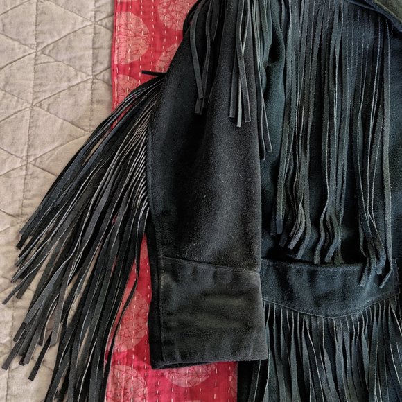 Vintage Schott Western Authentic Styling Fringe Suede Jacket in Emerald Green - Picture 6 of 15